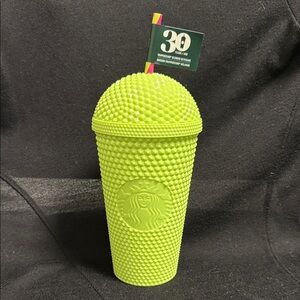 NWT Starbucks Neon Lime Studded Tumbler with Dome Lid. 30th Anniversary